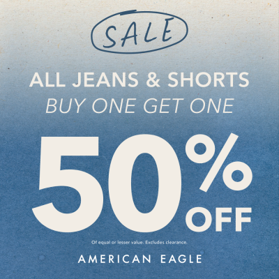 American Eagle Outfitters Campaign 50 American Eagle All Jeans Shorts Buy One Get One 50 Off EN 1000x1000 1