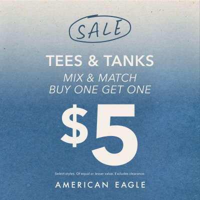 American Eagle Outfitters Campaign 69 American Eagle Tees Tanks Buy One Get One for 5 EN 1000x1000 1