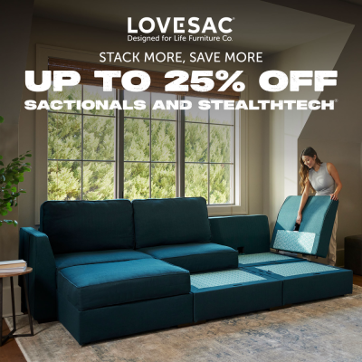 Lovesac Campaign 117 Up to 25 off Sactionals and StealthTech EN 1000x1000 1
