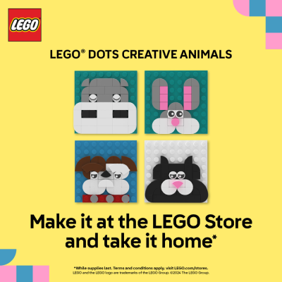 LEGO Campaign 74 Build a LEGO® DOTS Creative Animals and take it home with you EN 1000x1000 1